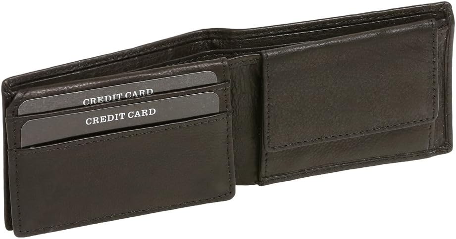 LEAS Small Wallet for Men and Woman Horizontal Format, Genuine Leather, Black Mini-Edition''