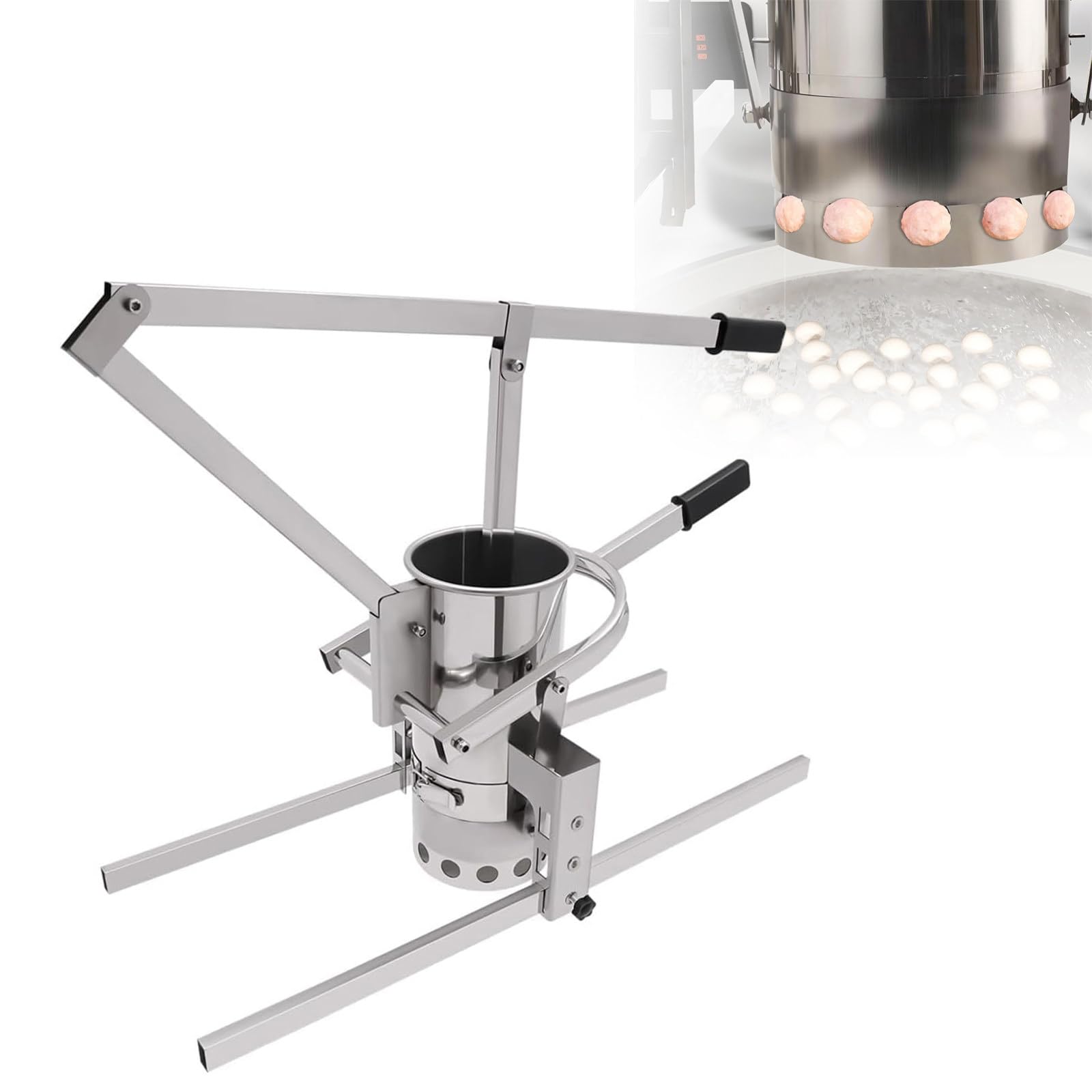 Manual Meatball Maker Tool, Hand-Operated Vegetable Meatball Processing Machine, Vegetable Meatball Mold Tool, Sturdy And Durable, With 3 Molds, For Fish Beef Pork Shrimp Meat Ball MoldA-Dia16cm