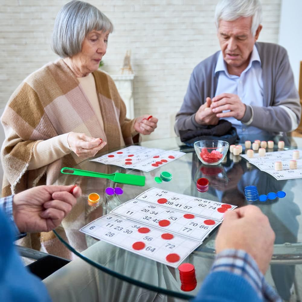 Jetons de Loto avec Anneaux Métalliques - Accessoires de Jeu d'Échecs Transparent pour Bingo - Puces de Comptage de Mathématiques