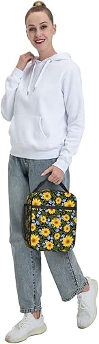 Miniatura 4 de WAZHIJIA Bolsa de almuerzo de girasol Bolsa de mano Bolsas de almuerzo para mujeres Lonchera Contenedor de almuerzo aislado tamaño único