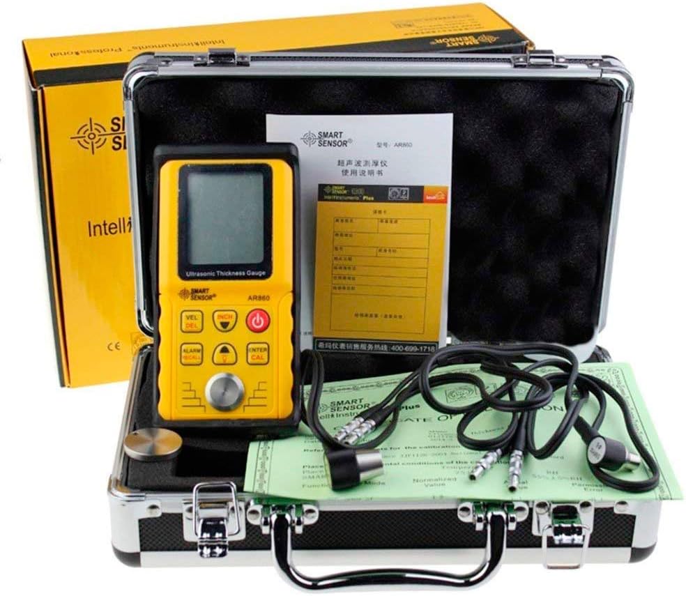 Tongbao AR860 Digital Ultrasonic Thickness Meter Tester Gauge Measuring Range 1.00 to 300.00mm Steel Sound Velocity 1000 to 9999m/s