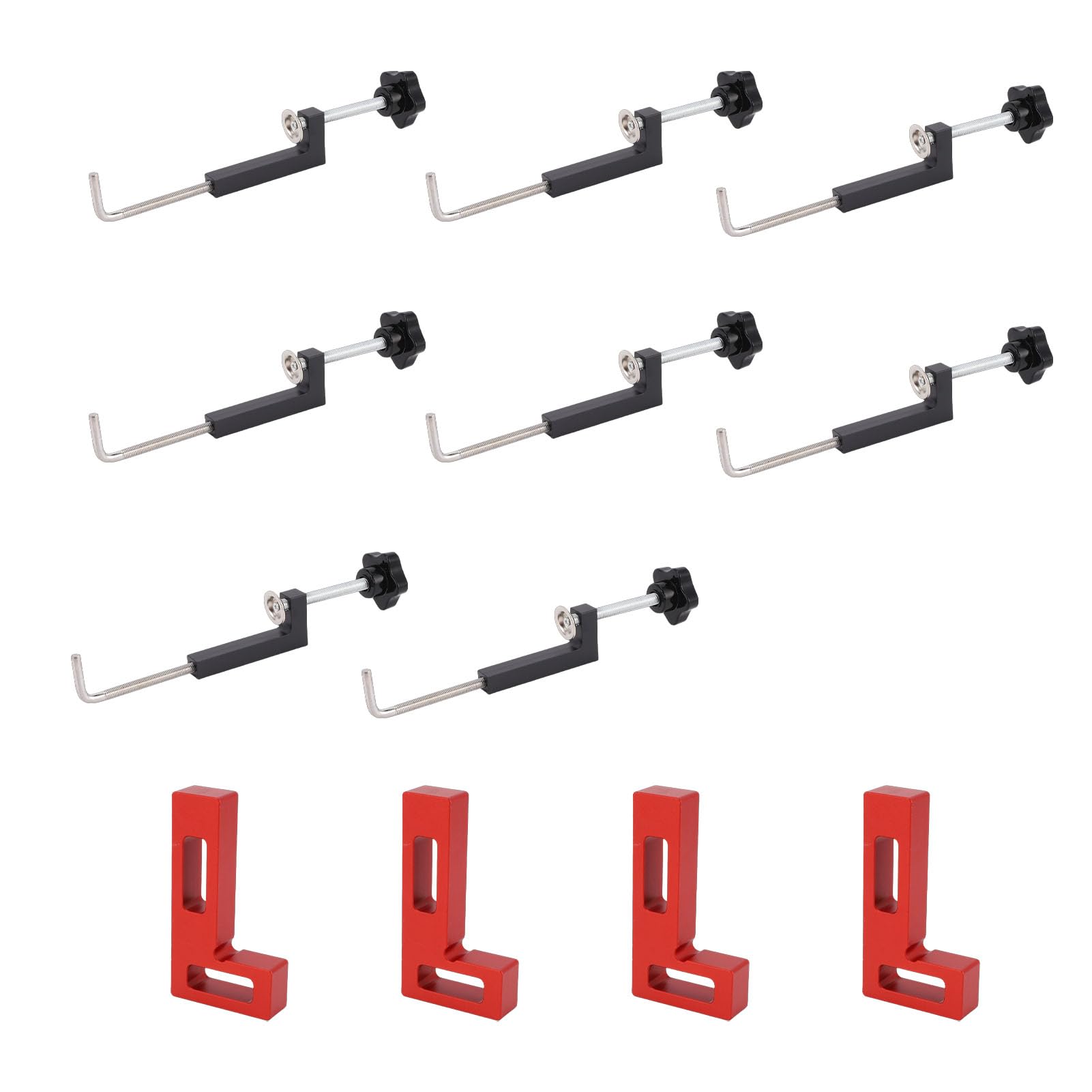Generic Abrazaderas de Aluminio Resistentes de 90 Grados, Eficientes para Ensamblar Gabinetes y Muebles, Juego de Abrazaderas en C Negras de 8 Piezas para de Esquina para Carpintería