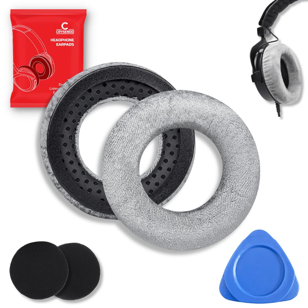 Crysendo Headphone Cushion for Beyerdynamic DT 770, 880, 990 PRO Headphones | Replacement Ear Pads Velour & Memory Foam (Grey)-image-16