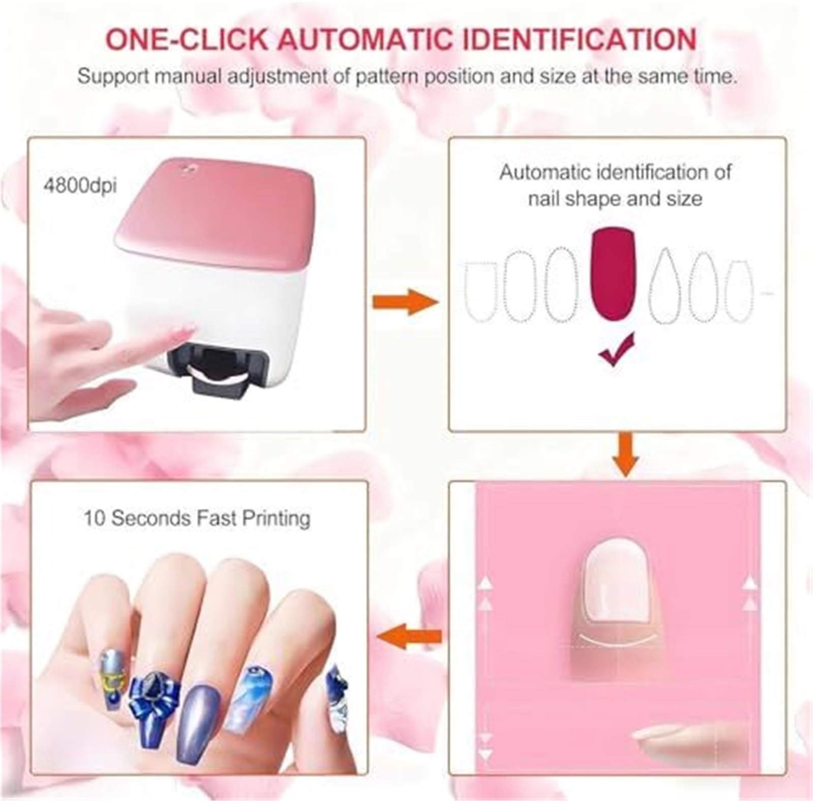 2026 Nuova stampante portatile for unghie 3D, oltre 1000 disegni for nail art, controllo app mobile for salone di casa, regalo ideale for donne e ragazze