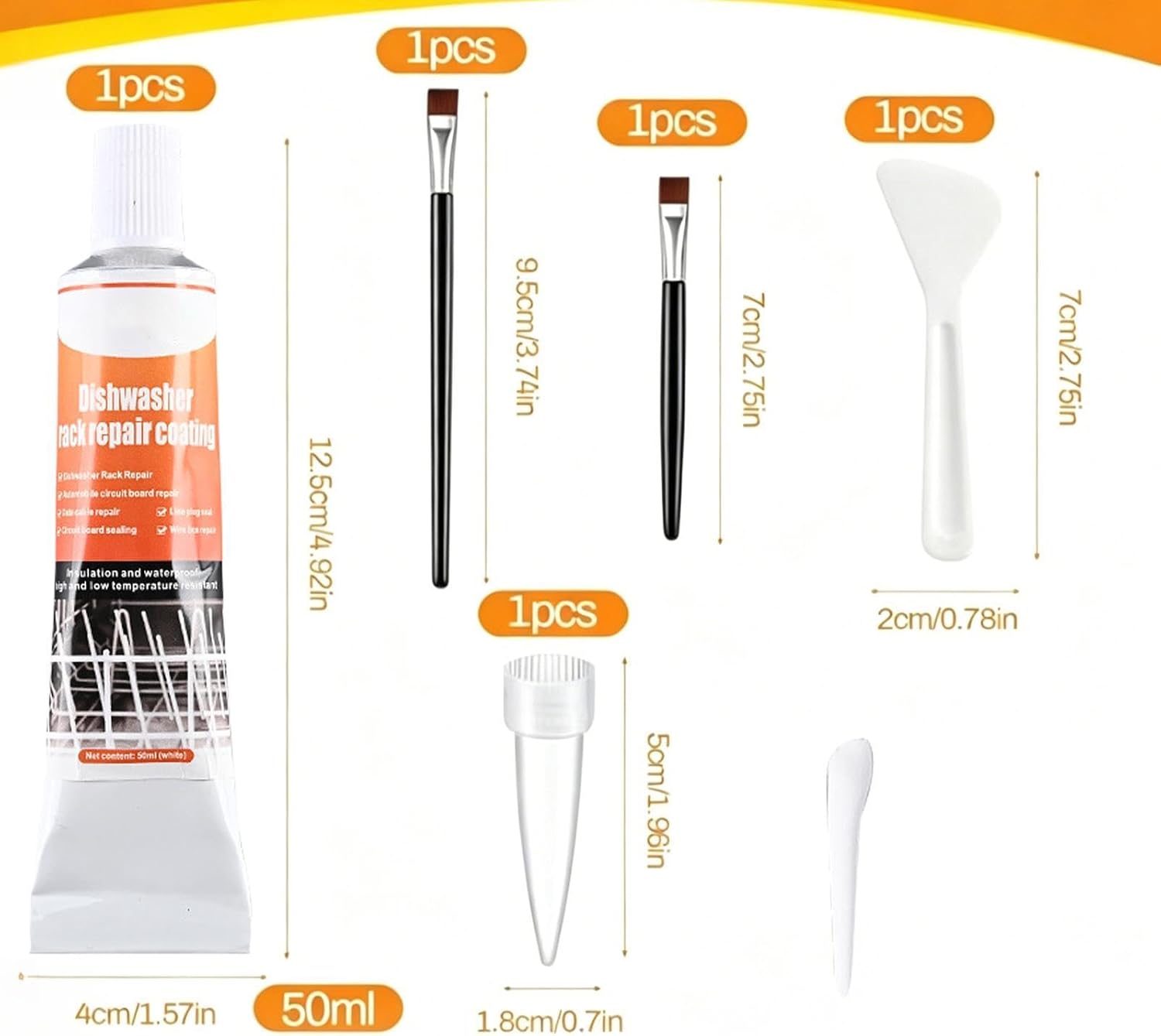 Dishwasher Rack Coating Repair Kit, 50ml Long Lasting Rack Coating Gel 50ml