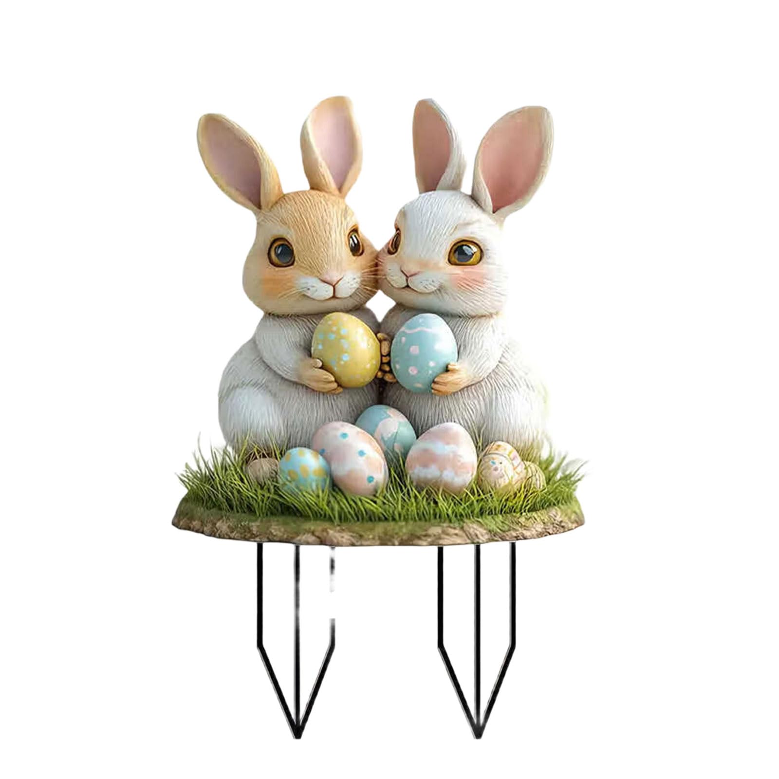 Garden Stake Outdoor Decoration Easter Eggs Rabbits and Cow Stakes Stake Holiday