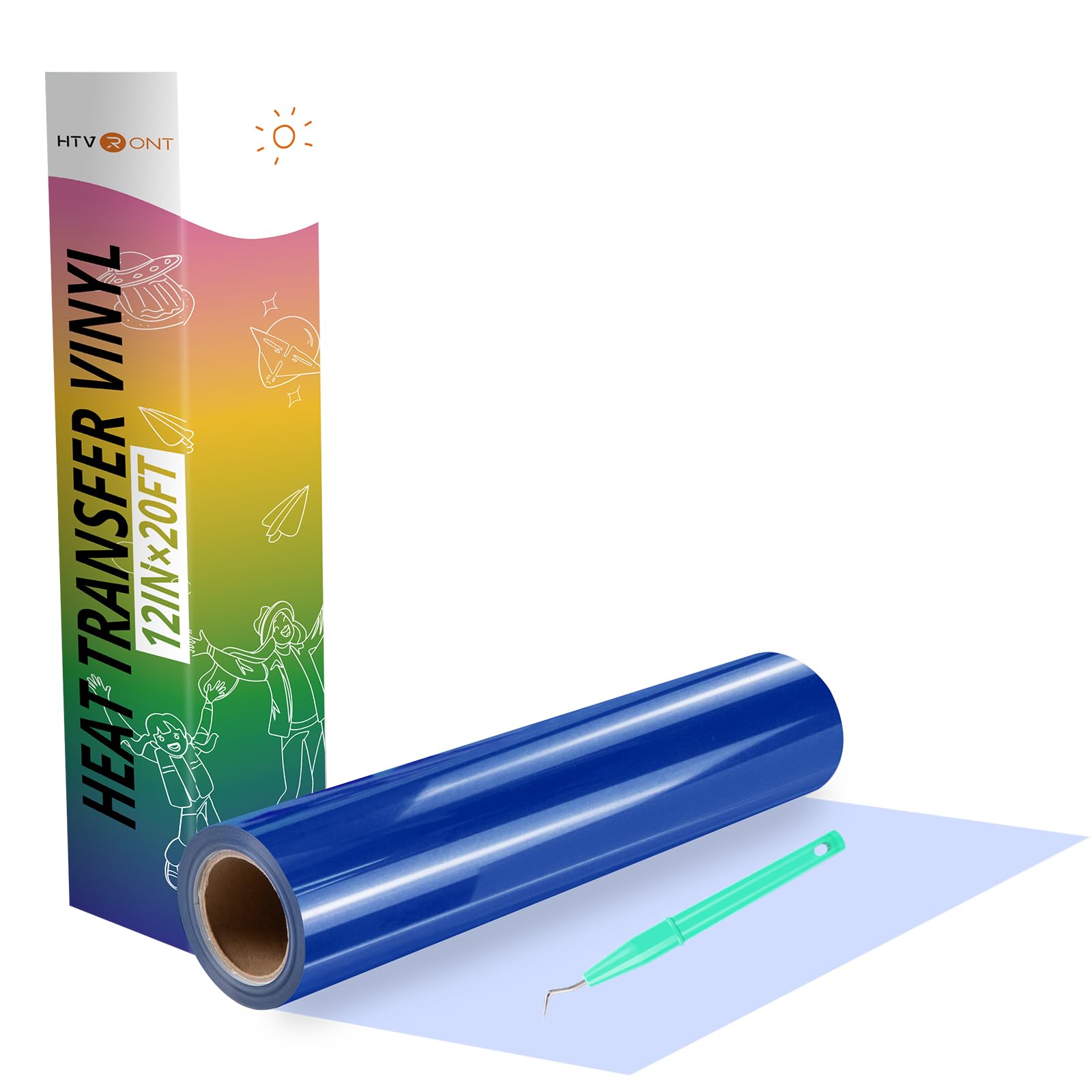 HTVRONT Heat Transfer Vinyl Royal Blue HTV Rolls, 12" x 20ft