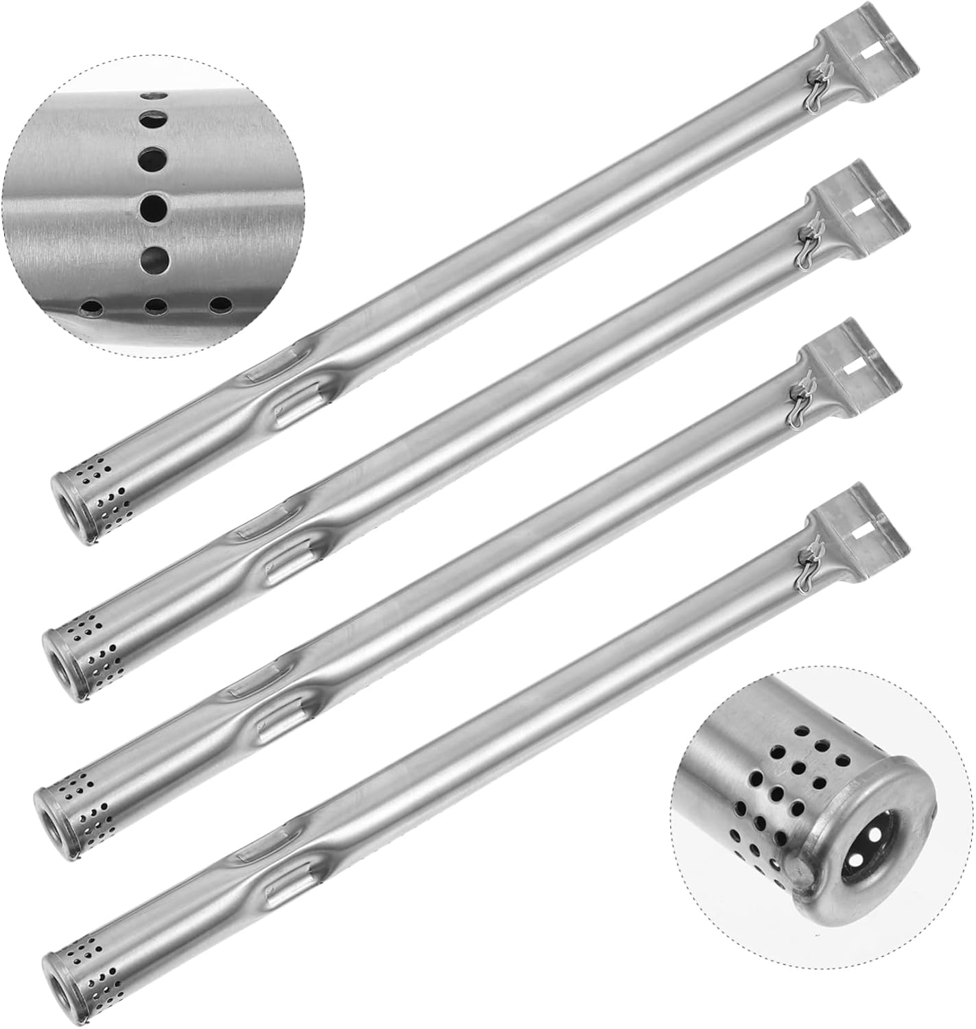 VICASKY Universal Adjustable Stainless Steel Gas Grill Burner Tube Replacement 4pcs BBQ Supplies High Temperature Resistance for Outdoor Cooking