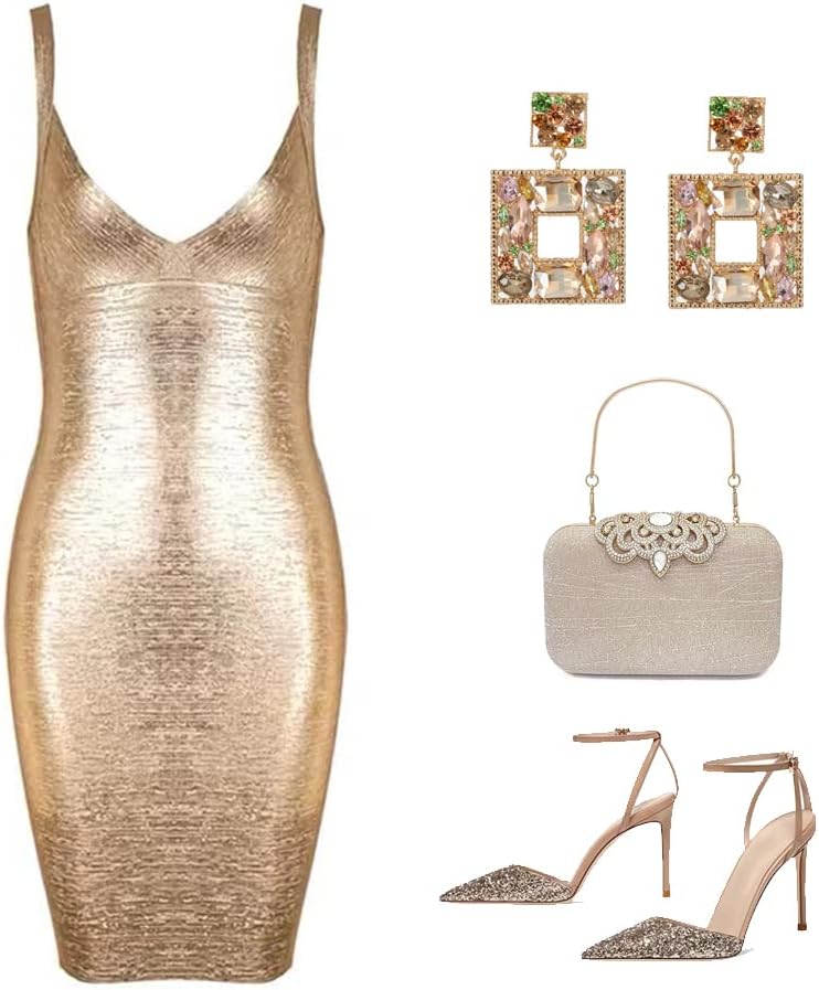 Rhinestone Square Statement Dangle Earrings Trendy Crystal Geometric Drop Earrings Hypoallergenic Jewelry for Women Party - Image 6