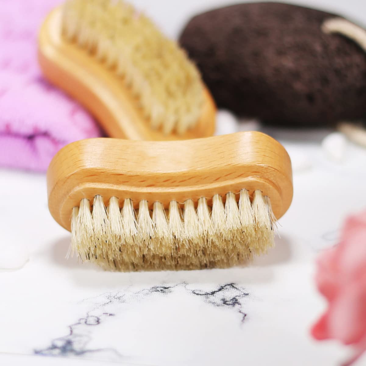 FRCOLOR 9pièces Brosse à Bois à Double Face De Pinceaux Poils Naturels Pour Manucure Et Nettoyage Des Outils Pratiques