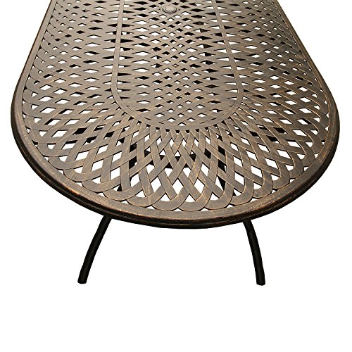 Image of Oakland Living Contemporary Modern Outdoor Mesh Lattice Aluminum 95 inch Bronze Oval Dining Set with Eight Arm Chairs
