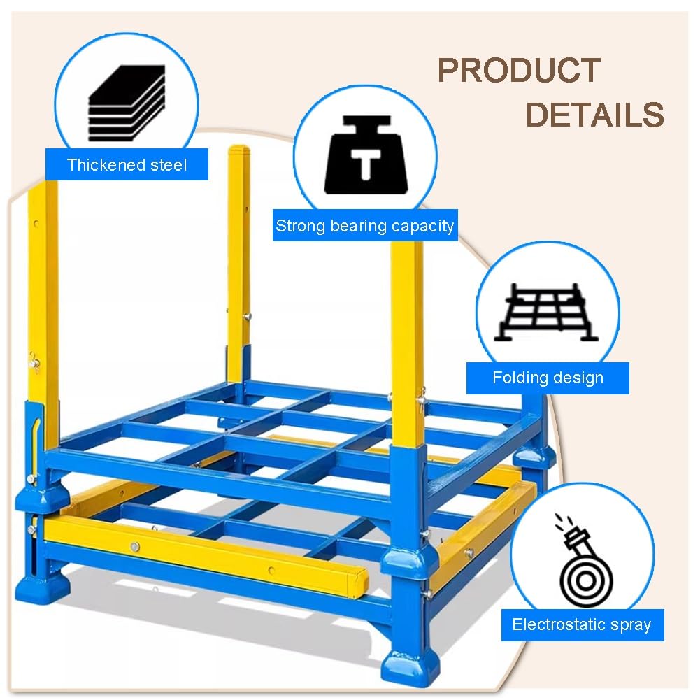 exproyzk Scaffale Impilabile Da Magazzino – Elevata Capacità Di Carico – Scaffalatura Metallica Componibile – Struttura Di Stoccaggio Sovrapponibile Per Dispensa, Garage(C,1X1X1.2M)