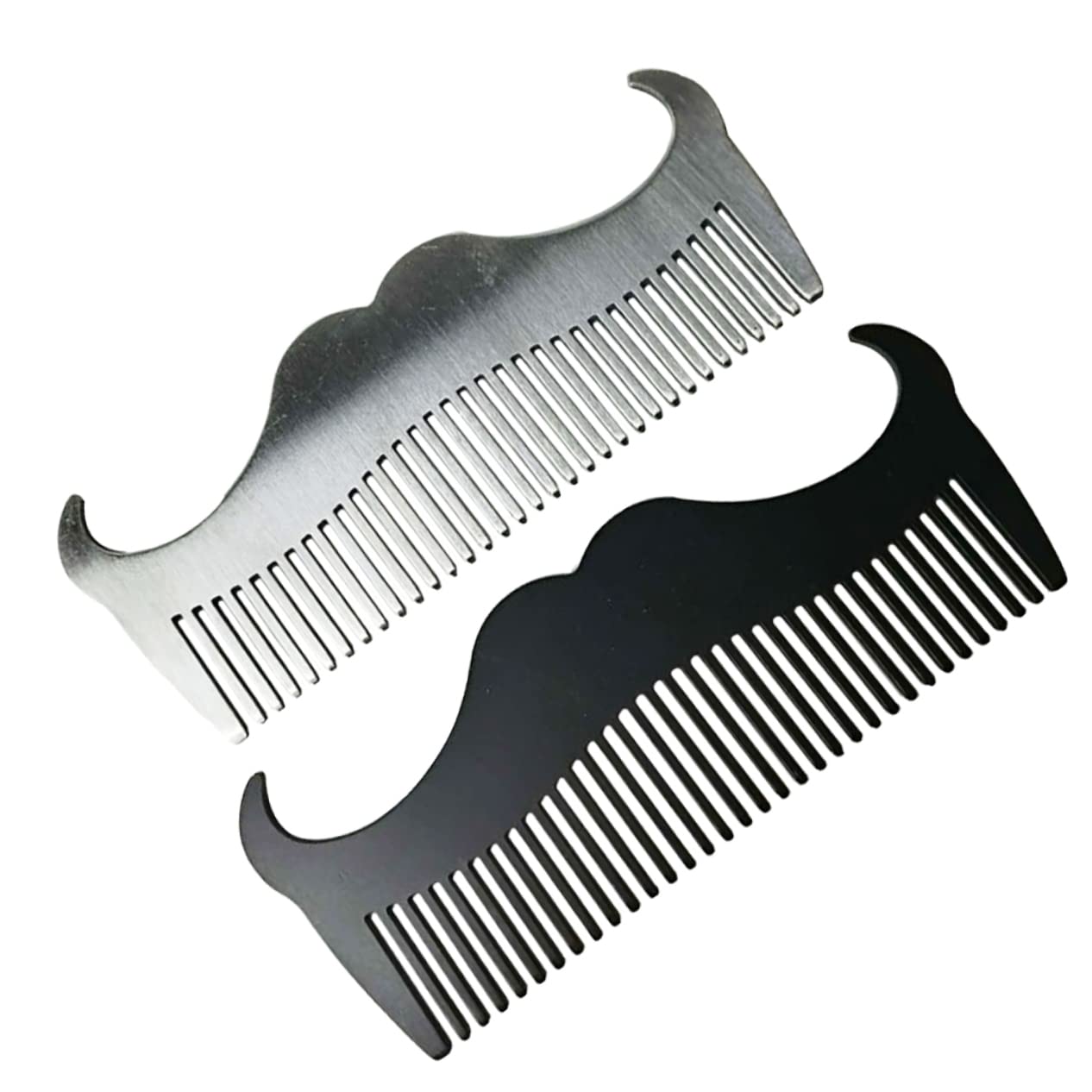 HAKIDZEL 2pcs Men's Stainless Steel Beard Comb for Styling Barber Accessories Rustproof Compact for Travel