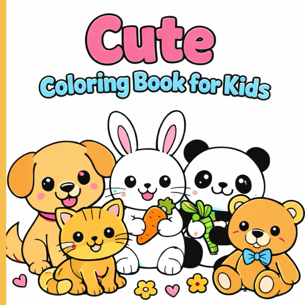 Cute Coloring Book for Kids: Fun and Easy Coloring Pages with Adorable Animals, Toys, Vehicles, and Everyday Fun for Kids Ages 3–7