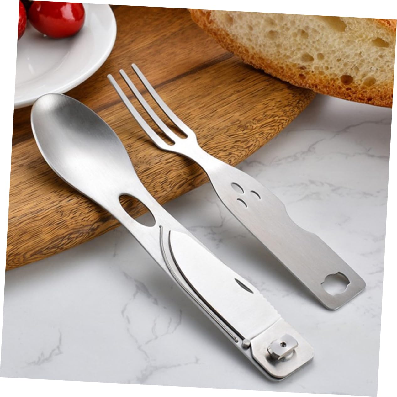 Toddmomy Juego de Cubiertos para Camping Reutilizables para Cocinar al Aire Tenedor Y Cuchara para Picnic Y Hogar.