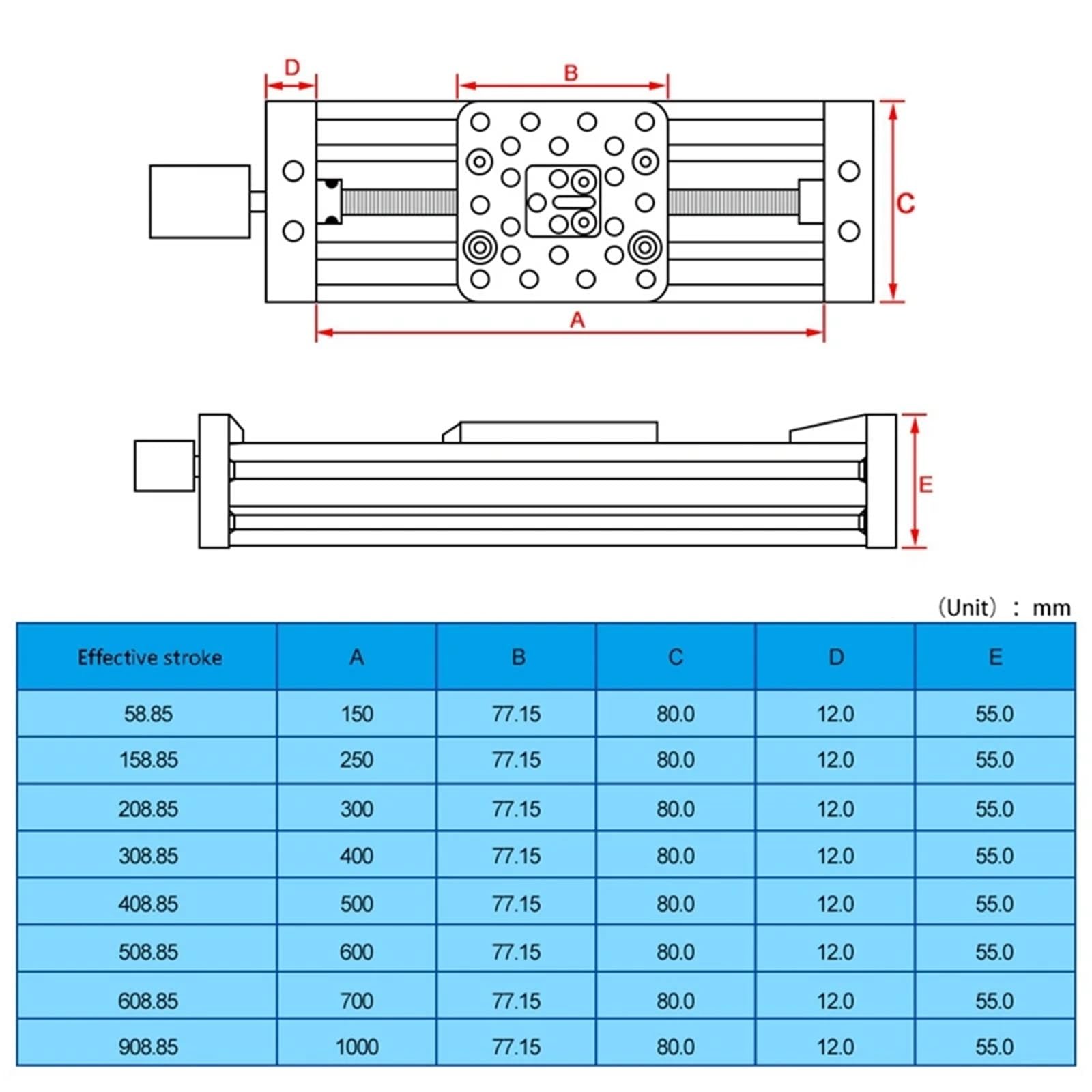 Szyna liniowa CNC DIY Zestaw osi Z, T8, śruba i belka C, skok 250 mm do projektów CNC i drukowania