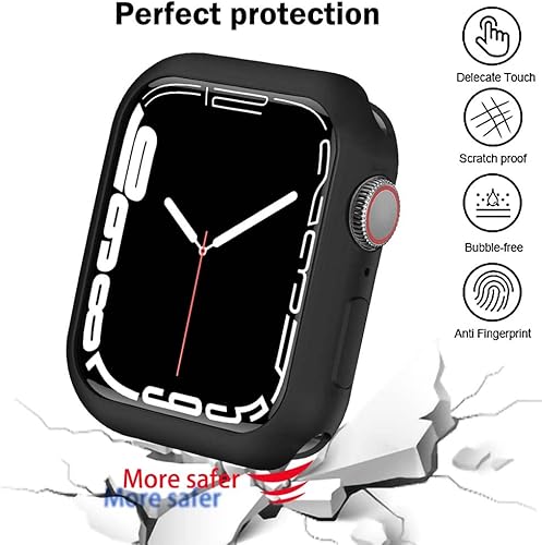 Miniatura 5 de BOTOMALL Funda para Apple Watch de 1.772in Series 78 de alta calidad, suave, flexible, delgada, ligera, protectora para iWatch - Negro