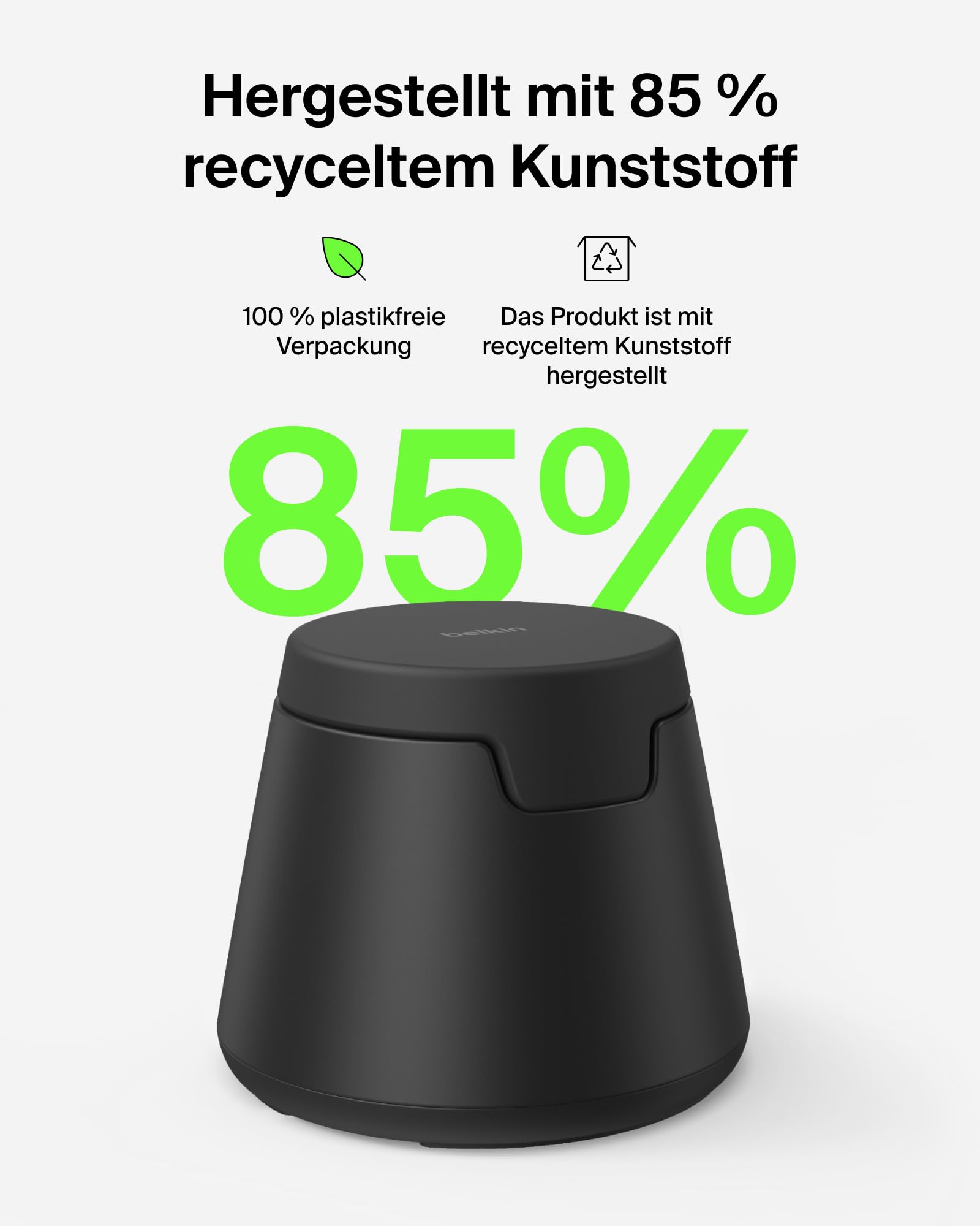 Belkin UltraCharge 3-in-1 Induktive Ladestation mit Qi2, 25W – Schwarz | Qi2.2-zertifiziert, Kabelloses Ladegerät mit USB-C-Port, Wireless Charger für iPhone, Galaxy, Kopfhörer; mit 45W Netzteil
