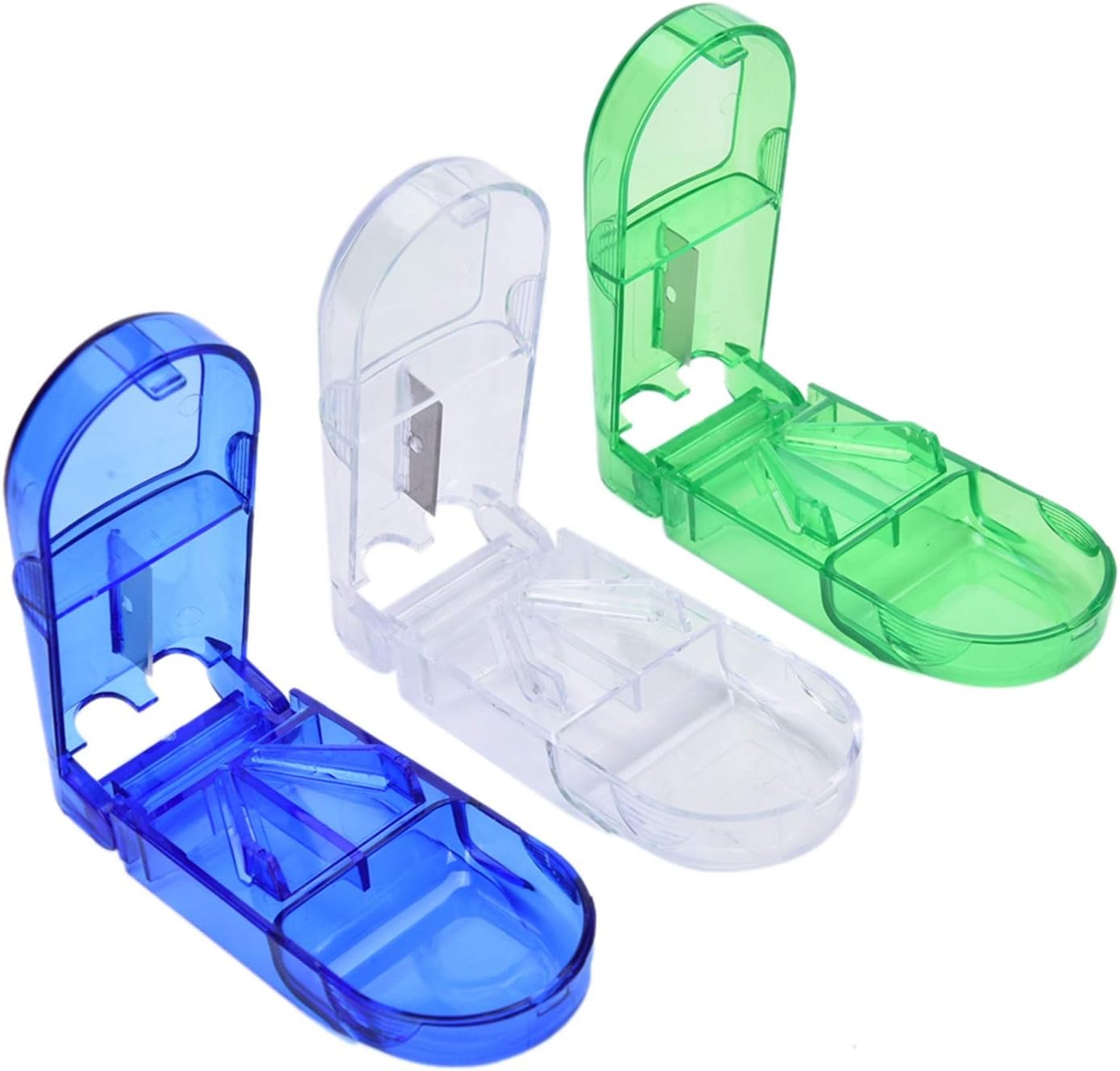 Amazon.co.jp 3枚ピルカッターのために小丸薬タブレットスプリッタ安全医学スライサー、薬きれいに切断薬ビタミンディバイダー