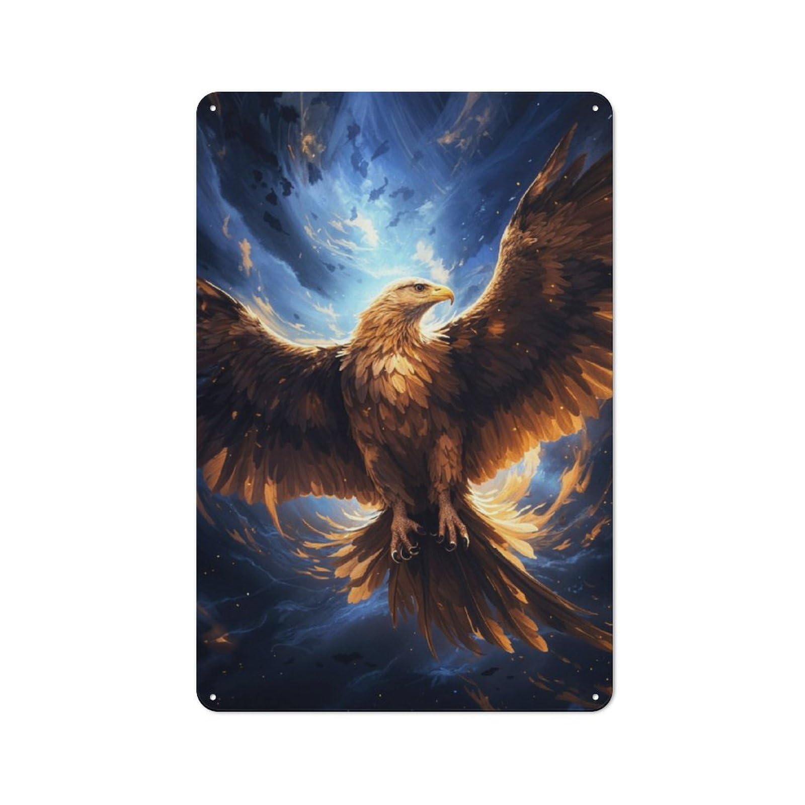 Junmoney Cosmic Celestial Eagle Retro Tin Wall Plaque 30X20cm Featuring For Garage Wall, For Vintage Wall Decor Fans, For Themed Room Decoration