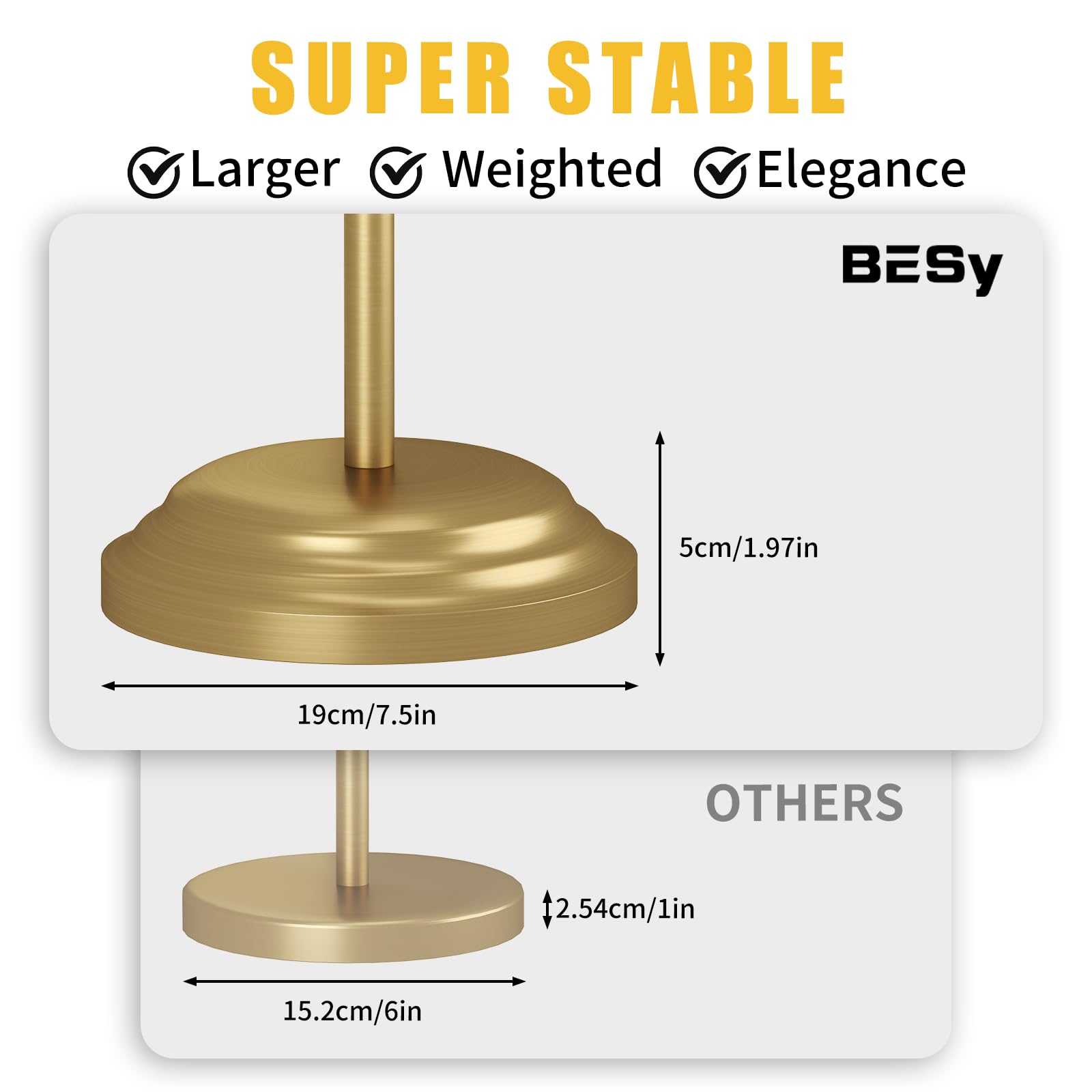 BESy Toilet Paper Holder Floor Stand, Bathroom Freestanding Gold — Amazon image 6