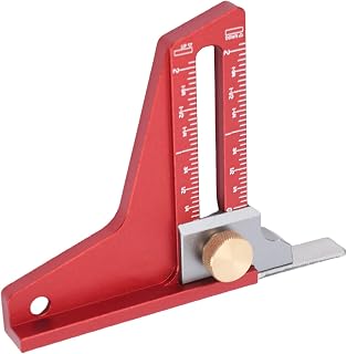 Yunseity Table Saw Height Gage Inch, Professional Woodworking Ruler with Magnet, Aluminum Alloy, Slide Stops, Stable Base, for Home Woodworking Settings, with High (0-2in Inch)