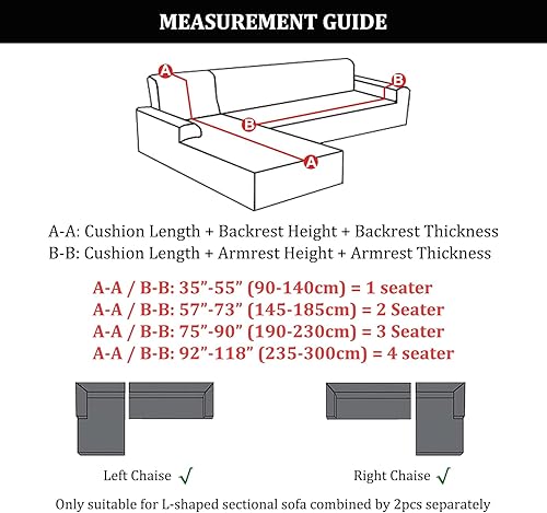 Miniatura 5 de Aedlcal Fundas de sofá en forma de L, 2 fundas de sofá seccionales, fundas de sofá súper elásticas con 2 fundas de almohada, juego de fundas de sofá