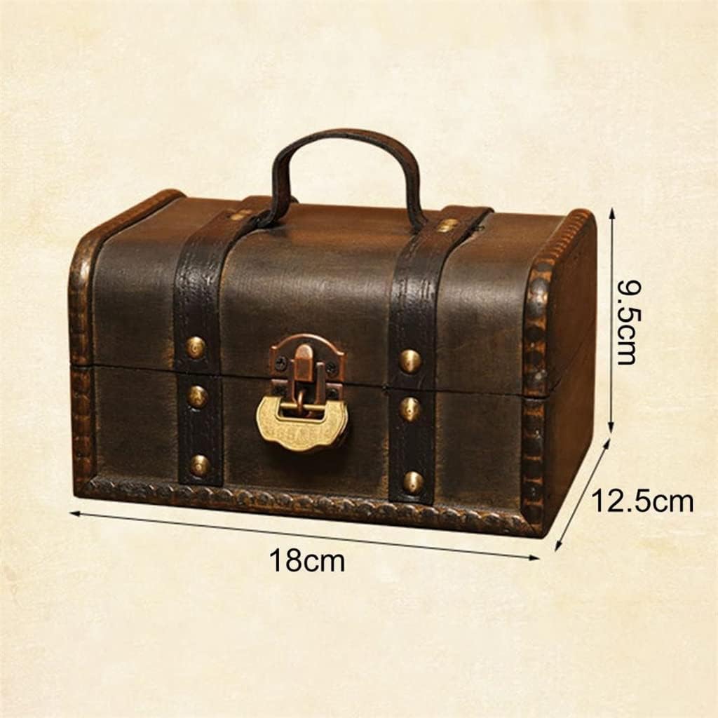 Retro Wooden Storage Box with Lock Organizer Vintage Decorative Supplies Case Home Decor image 2