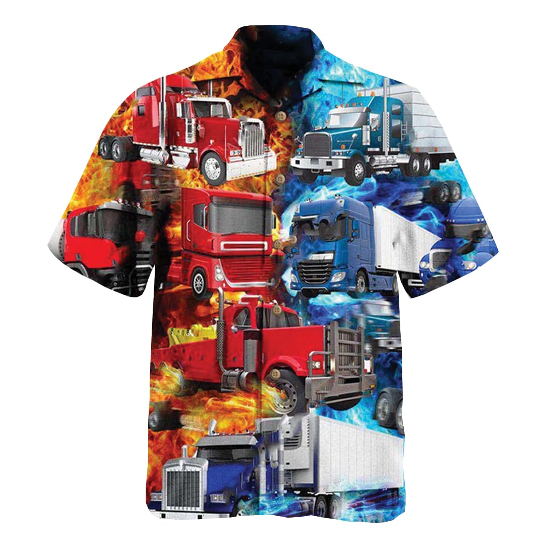 Juzgtsit Men's Truck-2 Tropical Truck Hawaiian Shirts For - Summer Truck Button Hawaiian Shirts Short Sleeve Series 181