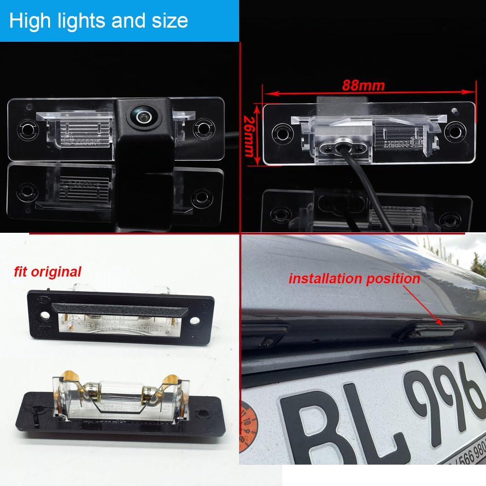 Parking Camera Waterproof Night Vision HD Reversing Camera Replacement for Porsche Boxster 986 Base S Roadster Convertible/Porsche 911 Cabriolet 964 993 996 968 Carrera 4S Convertible Coupe GT2 GT3