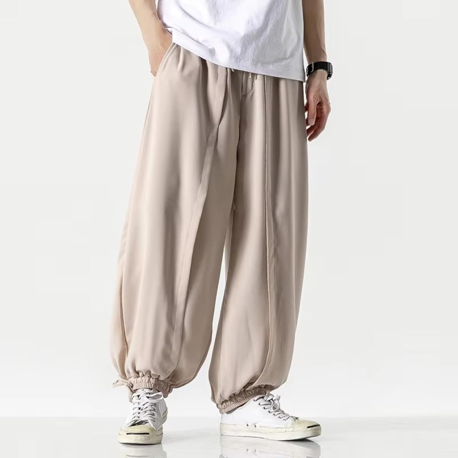 Harajuku Style Men's Harem Pants Casual Trousers Men Vintage Jogger Sweatpants Loose Wide-Leg Pants Male