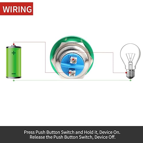 Miniatura 31 de APIELE Interruptor de botón de cabeza de hongo de 0.866 in, botón momentáneo, IP65, impermeable, 12 V, 24 V, 36 CC 110 V, 250 V, CA, 5 A, SPST Rojo