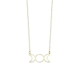 14K Gold Plated Triple Moon Goddess Necklace, Triple Moon Pendant, Wiccan Jewelry, Gold Celestial Necklace Gift for Her
