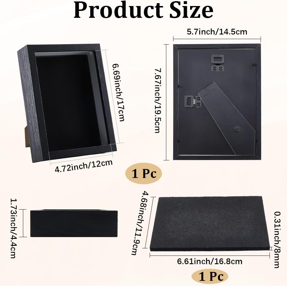 CRASPIRE Black Lapel Pin Display Frame 7x5x1.7 Inch Enamel Pins Shadow Box Walls Mount and Desktops Brooch Holder with Glass Picture Collection Frames for Medals Jewelry Memorabilia Tabletop Gift