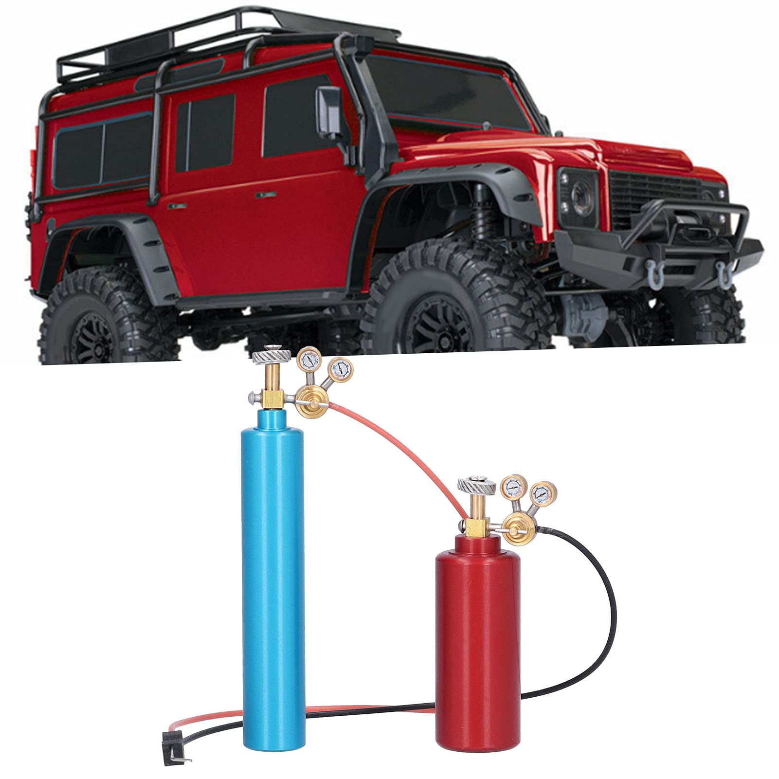 VGEBY Bombola di Ossigeno Acetilene, 2 Colori Resistente all'Usura Simulazione Durevole Mini Bombola di Ossigeno di Acetilene Compatibile per Axial SCX10 90046 1/10 RC Car(Blu Rosso