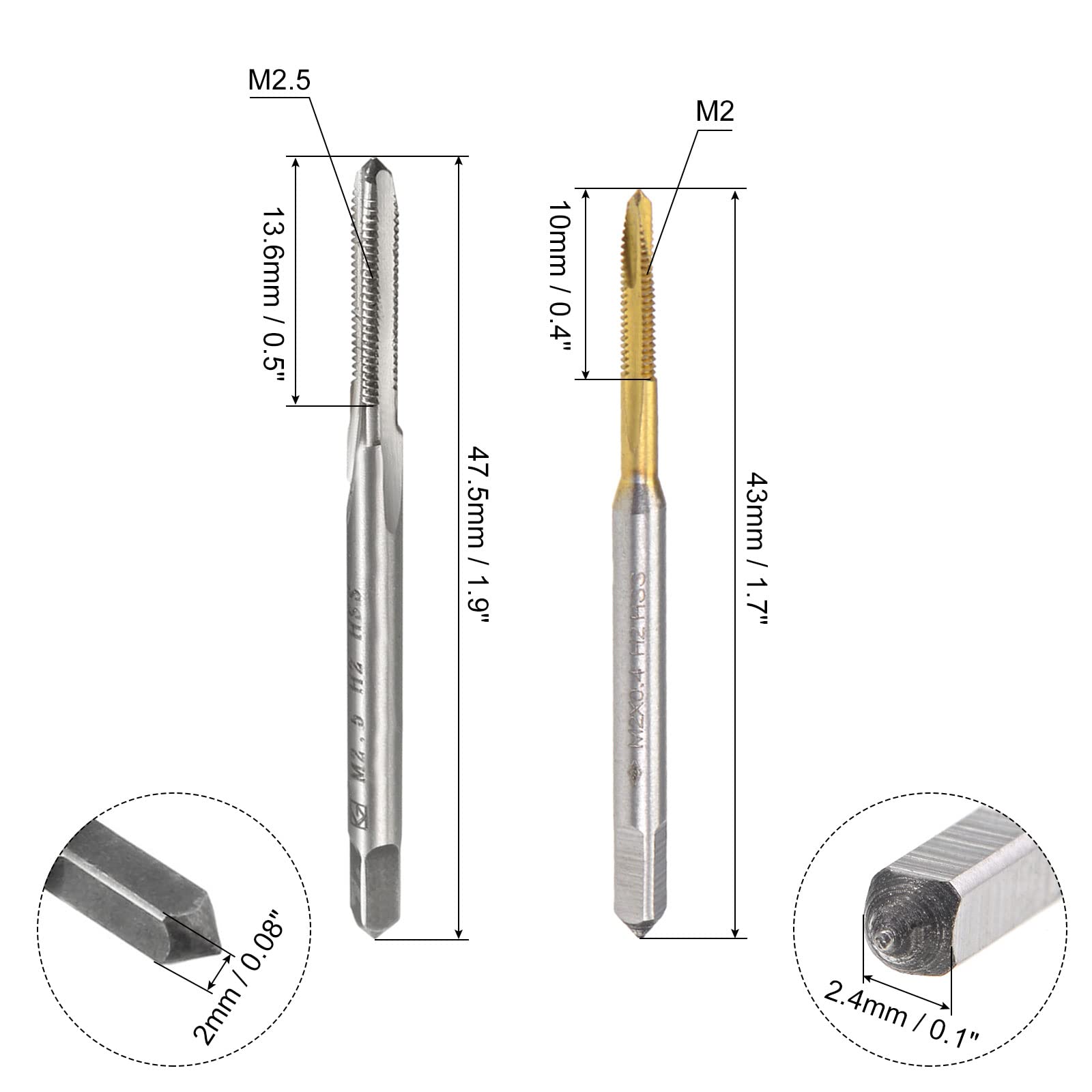 Maschio Filettare Spirale 1/8-40 BSW HSS-Cobalto - Per Riparazione Filetti, Tolleranza H2 - Foto 7