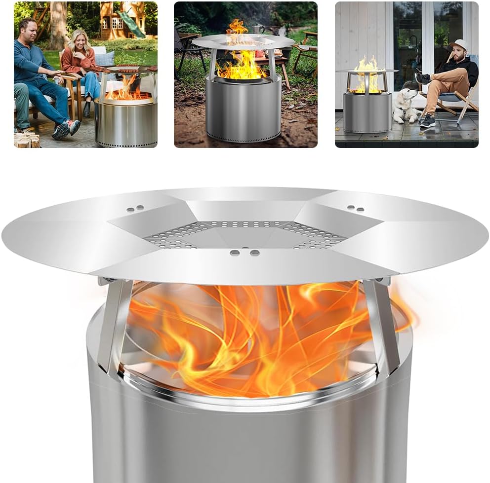 Fire Pit Heat Deflector for Solo Stove Bonfire 19.5", 304 Stainless Steel Heat Deflector for Solo Stove Fire Pit Captures and Redirects Warmth with 3 Detachable Legs