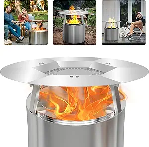 Fire Pit Heat Deflector for Solo Stove Bonfire 19.5", 304 Stainless Steel Heat Deflector for Solo Stove Fire Pit Captures and Redirects Warmth with 3 Detachable Legs