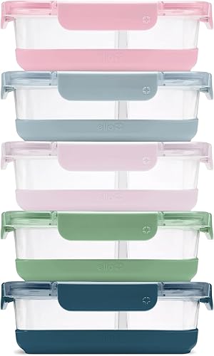 Ello Duraglass Refresh - Juego de 3.4 tazas divididas para preparación de comidas, 10 unidades, paquete de 5, recipiente de almacenamiento de