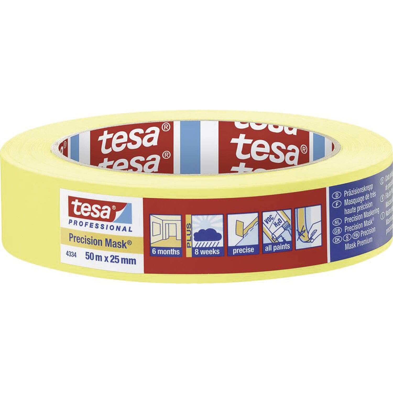 tesa Malerband Plus 4334 Painter's Tape for Very Sharp Edges 50 m