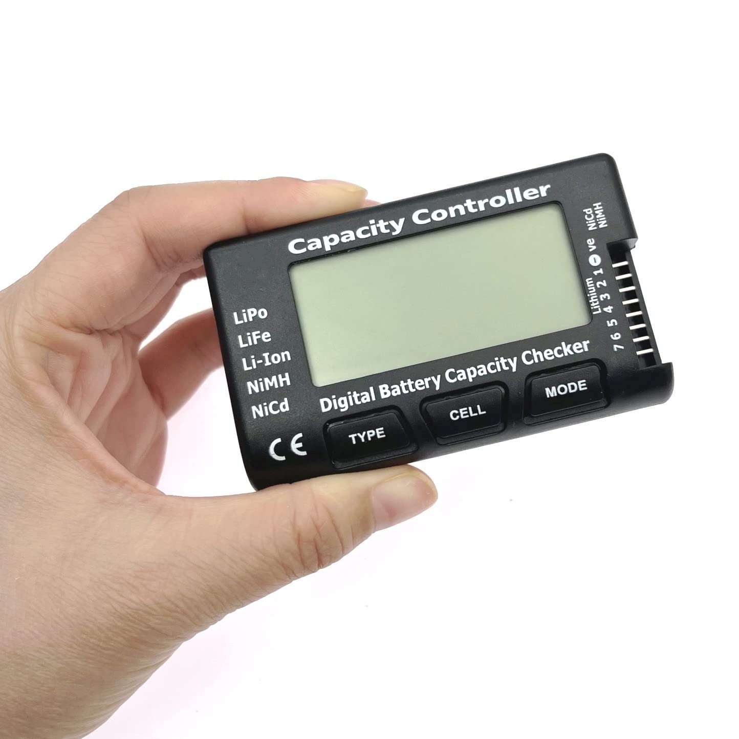 JZK Cellmeter-7 Petit compteur de batterie, testeur numérique de capacité de batterie, testeur de tension de batterie pour LiPo LiFe Li-Ion NiMH NiCd, testeur de batterie LiPo