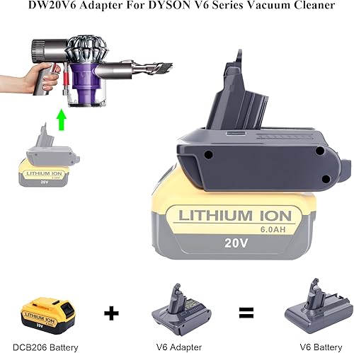 Miniatura 2 de Adaptador de batería de repuesto para Dyson V6 para batería DEWALT de 20 V a Dyson V6 SV03 SV04 SV09 DC62 DC59 convertidor de vacío esponjoso (solo