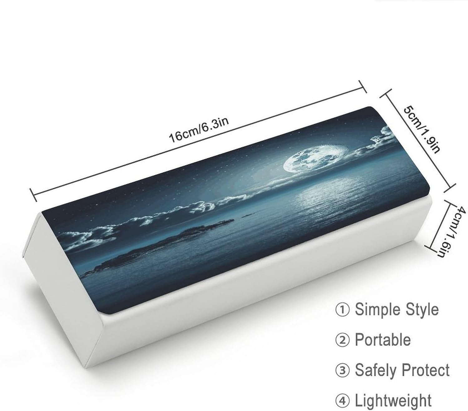 Leather Hard Shell Eyeglass Case with Cleaning Cloth for Women Men image 2
