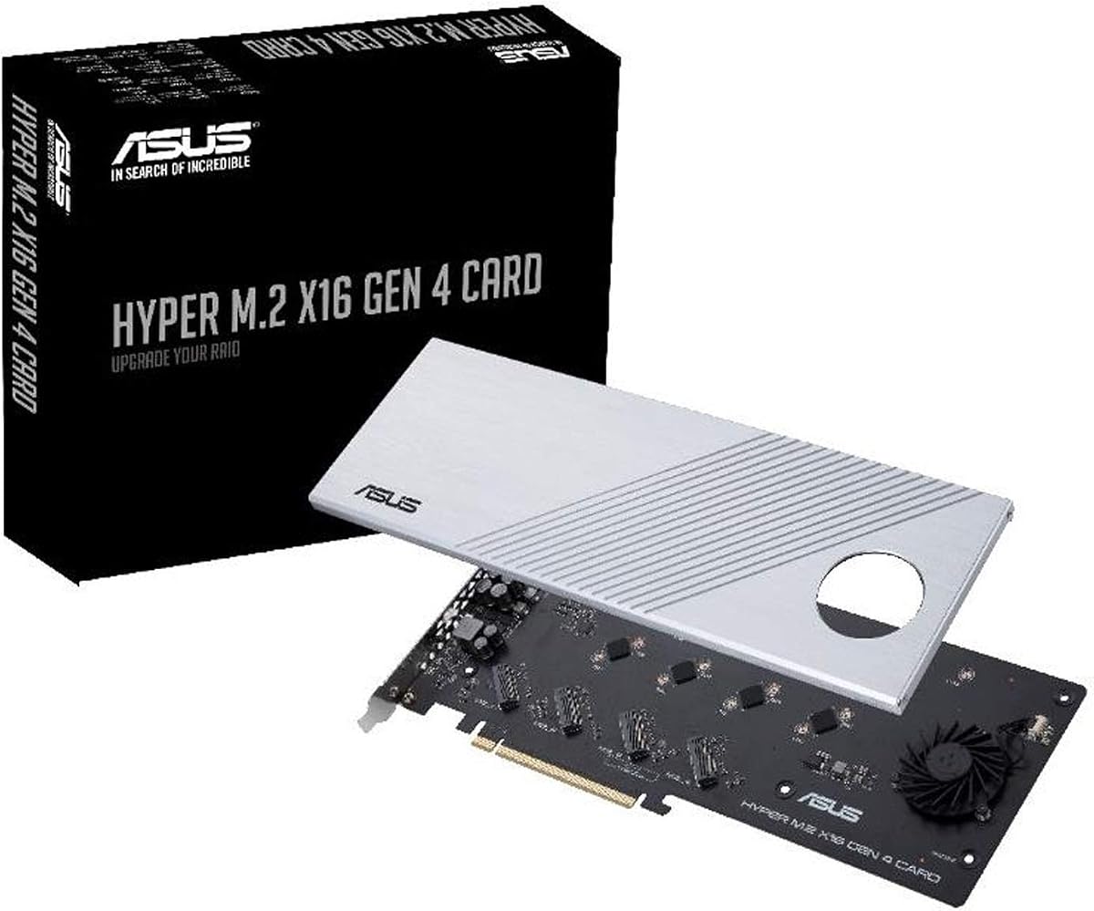 Hyper M.2 X16 PCIe 4.0 X4 Expansion Card Supports 4 NVMe M.2 (2242/2260/2280/22110) up to 256Gbps for AMD 3rd Ryzen sTRX40, AM4 Socket and Intel VROC NVMe Raid