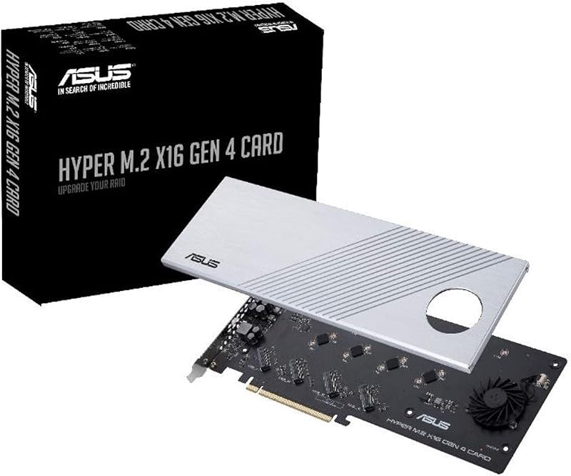 Hyper M.2 X16 PCIe 4.0 X4 Expansion Card Supports 4 NVMe M.2 (2242/2260/2280/22110) up to 256Gbps for AMD 3rd Ryzen sTRX40, AM4 Socket and Intel VROC NVMe Raid