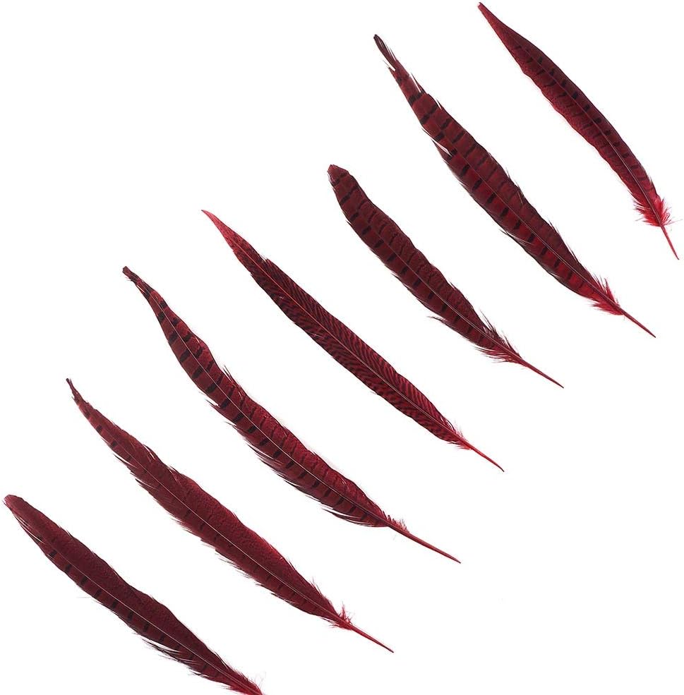 Pheasant Tail Feather Craft Supplies - 8-14" Red Wedding Centerpiece Home Decor 10pcs