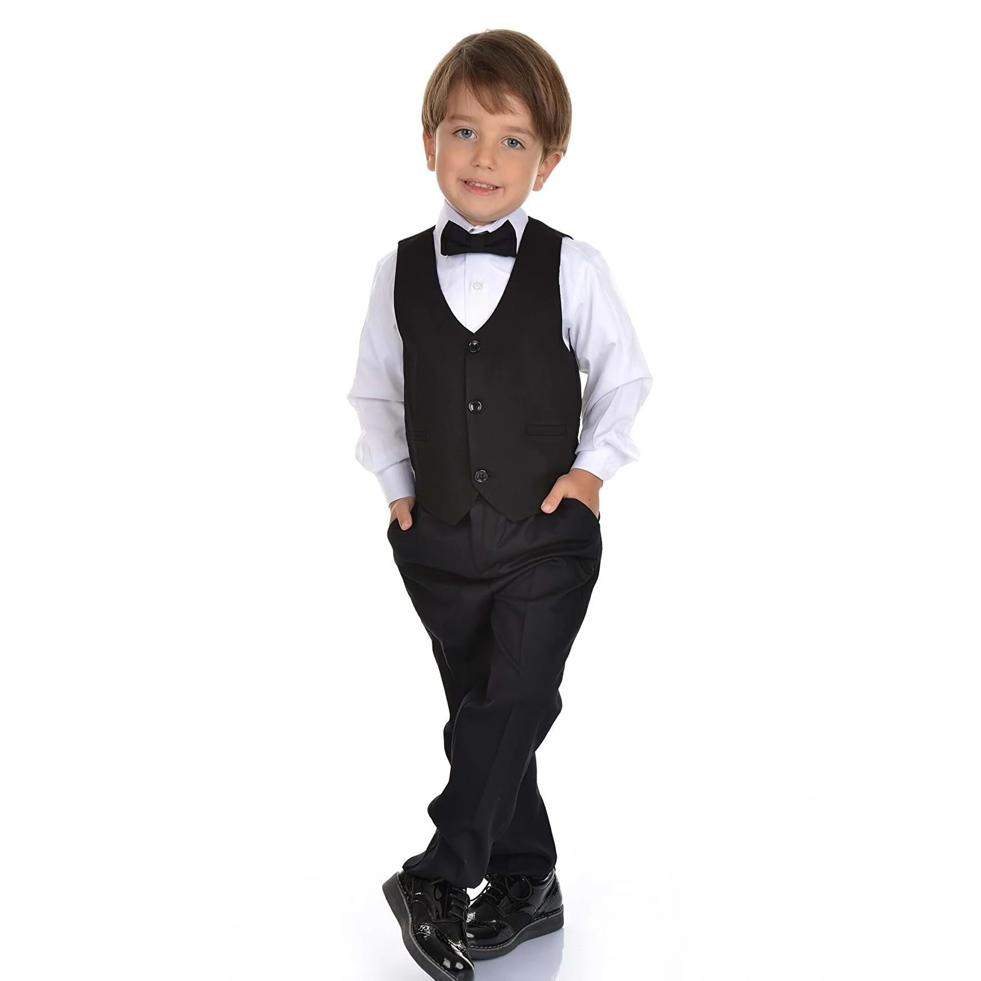 4tlg Baby Jungen Bekleidungssets Langarm Hemd + Hose + Weste + Fliege Krawatte Kinder Anzug Gentleman Anzüge Festliche Taufe Hochzeit