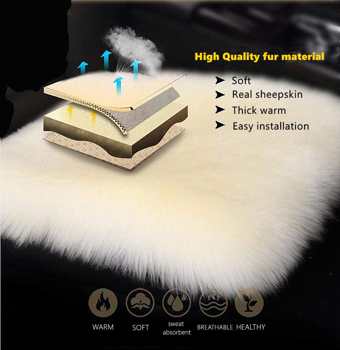 Sheepskin Soft Car Seat Covers Non-Slip Universal Fit Durabale Seat Cushion Cover Automobile Front Seat Covers for Auto Car Office Chair Gray Tips