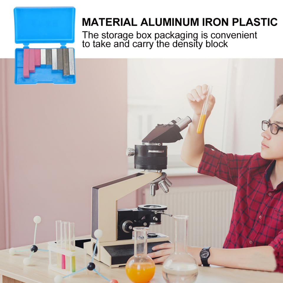 Image of ULTECHNOVO Density Block Set Cuboid Group Physics Experiment Kit with 3 Aluminum Blocks 3 Iron Blocks 3 Plastic Storage Box for Science Education Measurement Lab