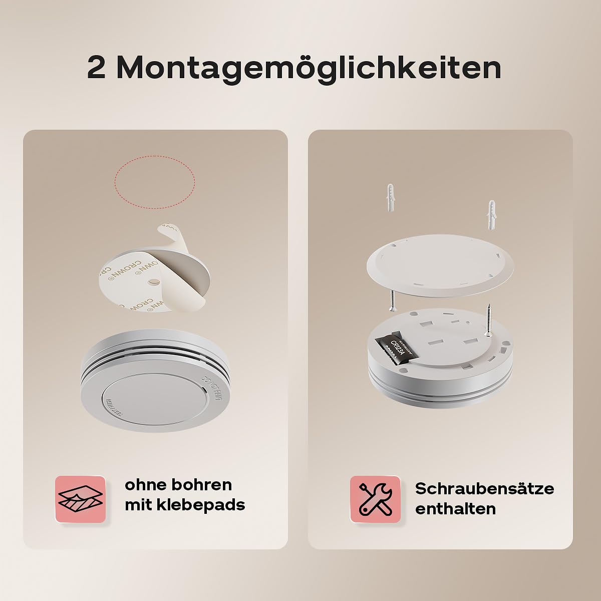 Safeliveo Rauchmelder 10-Jahres-Batterie 85 dB Alarm ohne Blinkende LED Stummschaltung EN 14604 6er Set
